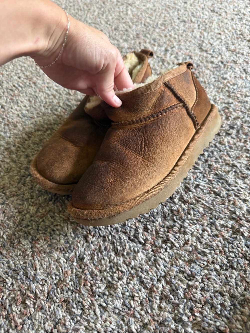 UGG Kids Chestnut Shearling-Lined Slip-Ons